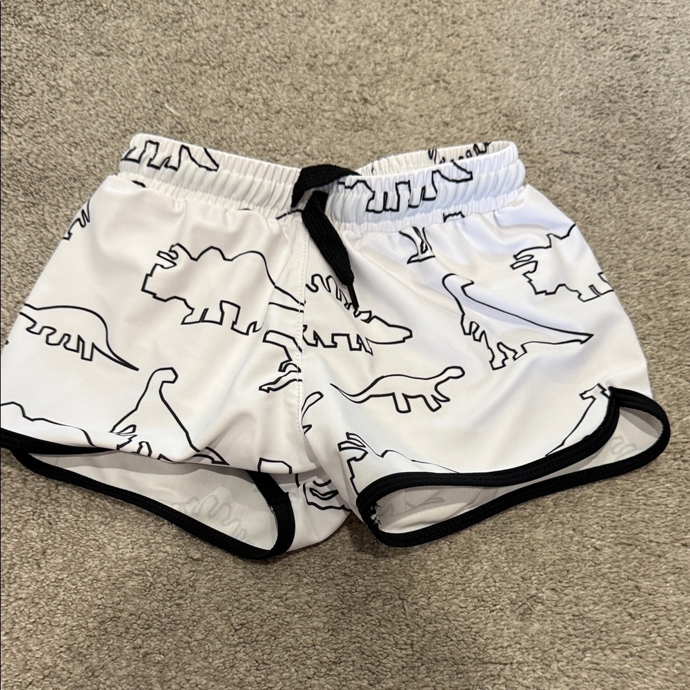 Cash & Co. Size 3/4 White Dinosaur Print Sim trunks
